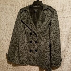 A. Giannetti black and grey animal print jacket.